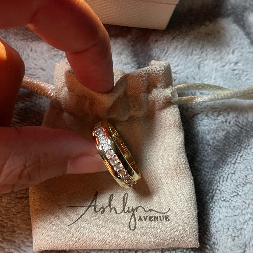 Ashlyn Avenue Solare Yellow Gold Ring with Pave Gemstones-Size 7